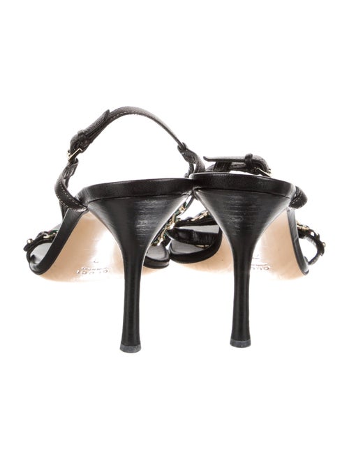 Gucci Chain-Link Accent Leather Sandals