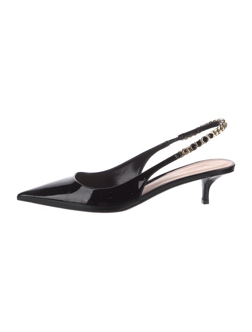 Gucci Patent Leather Chain-Link Accents Slingback Pumps