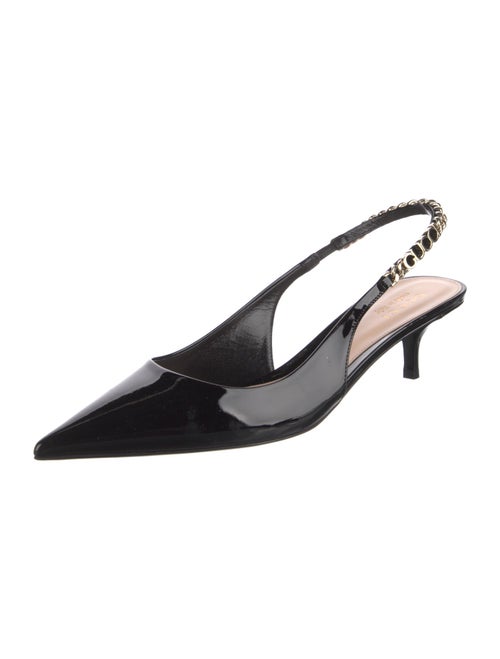 Gucci Patent Leather Chain-Link Accents Slingback Pumps