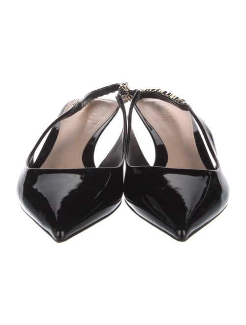 Gucci Patent Leather Chain-Link Accents Slingback Pumps