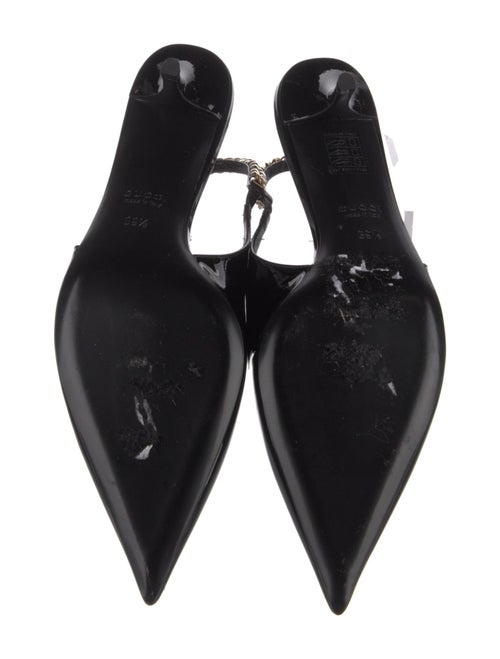 Gucci Patent Leather Chain-Link Accents Slingback Pumps