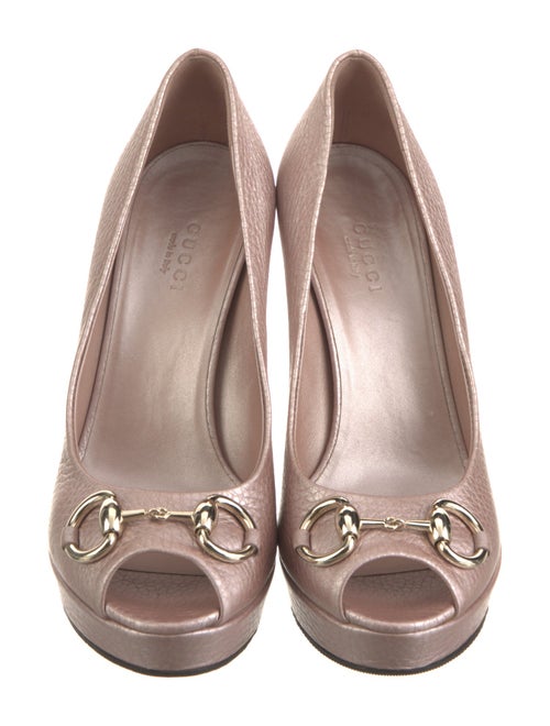 Gucci Horsebit Accent Embossed Leather Pumps