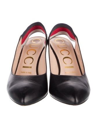 Gucci Sylvie Web Accent Leather Slingback Pumps