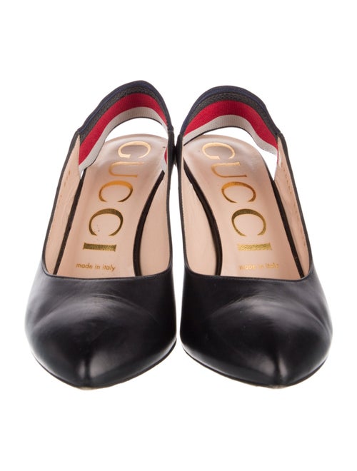 Gucci Sylvie Web Accent Leather Slingback Pumps