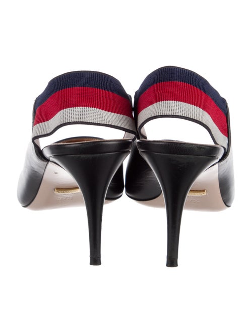 Gucci Sylvie Web Accent Leather Slingback Pumps