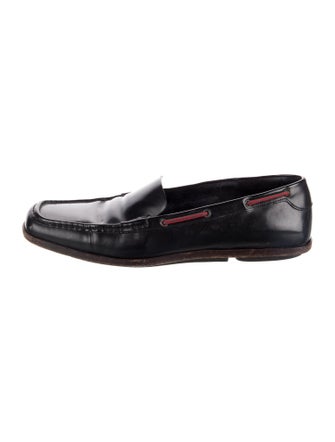 Gucci Web Accent Leather Loafers