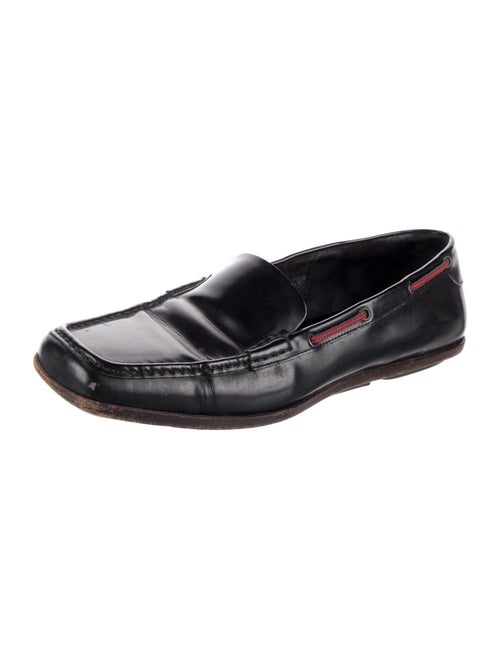 Gucci Web Accent Leather Loafers