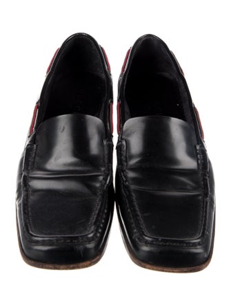 Gucci Web Accent Leather Loafers