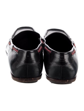 Gucci Web Accent Leather Loafers