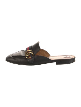 Gucci Double G Logo Leather Mules