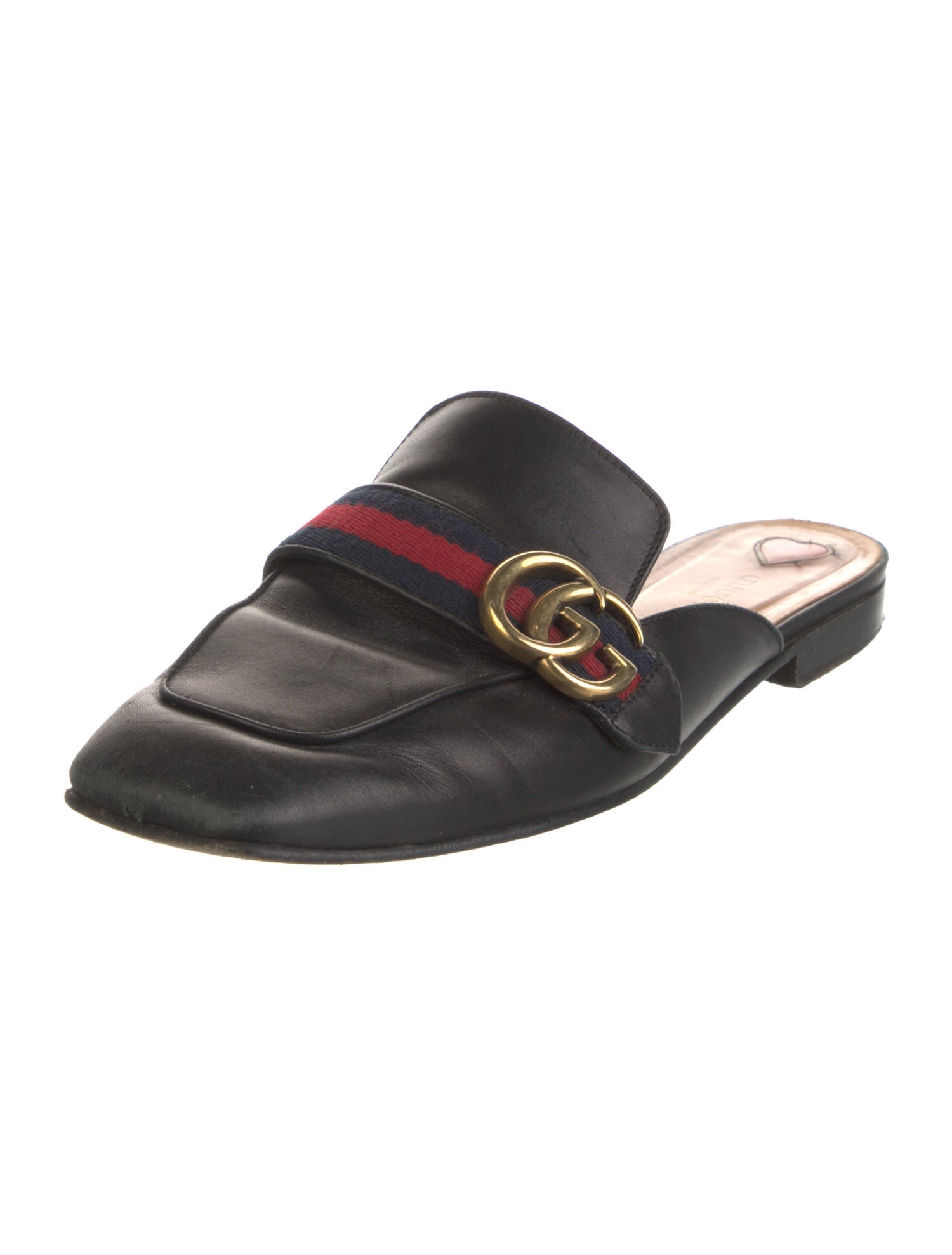 Gucci Double G Logo Leather Mules