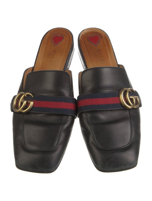 Gucci Double G Logo Leather Mules