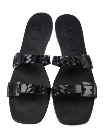 Gucci Rubber Chain-Link Accents Slides
