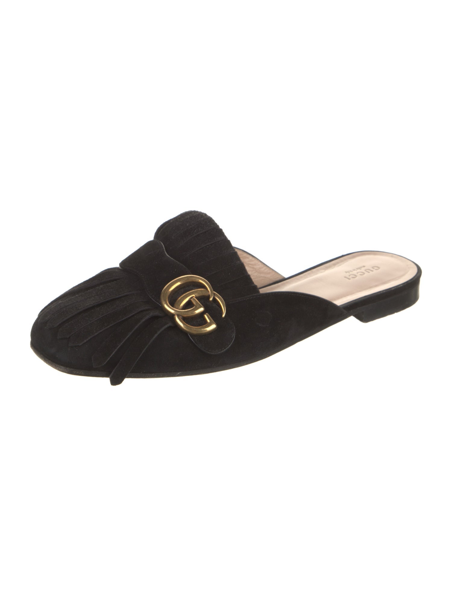 Gucci Double G Logo Suede Mules