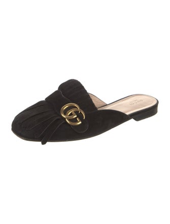 Gucci Double G Logo Suede Mules
