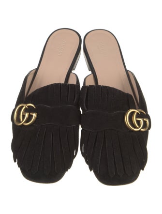 Gucci Double G Logo Suede Mules