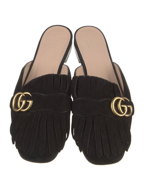 Gucci Double G Logo Suede Mules