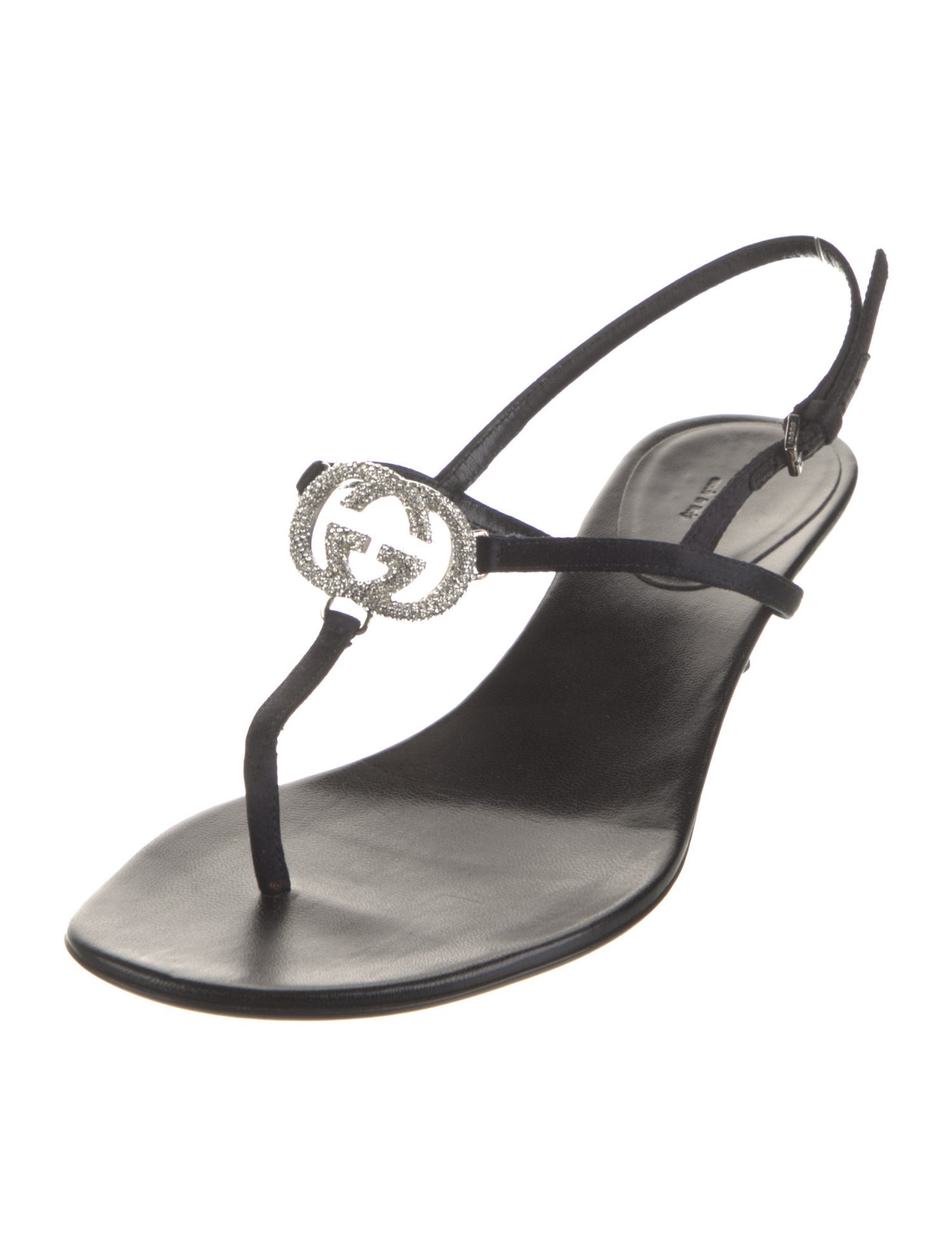 Gucci Interlocking G Logo Leather Slingback Sandals