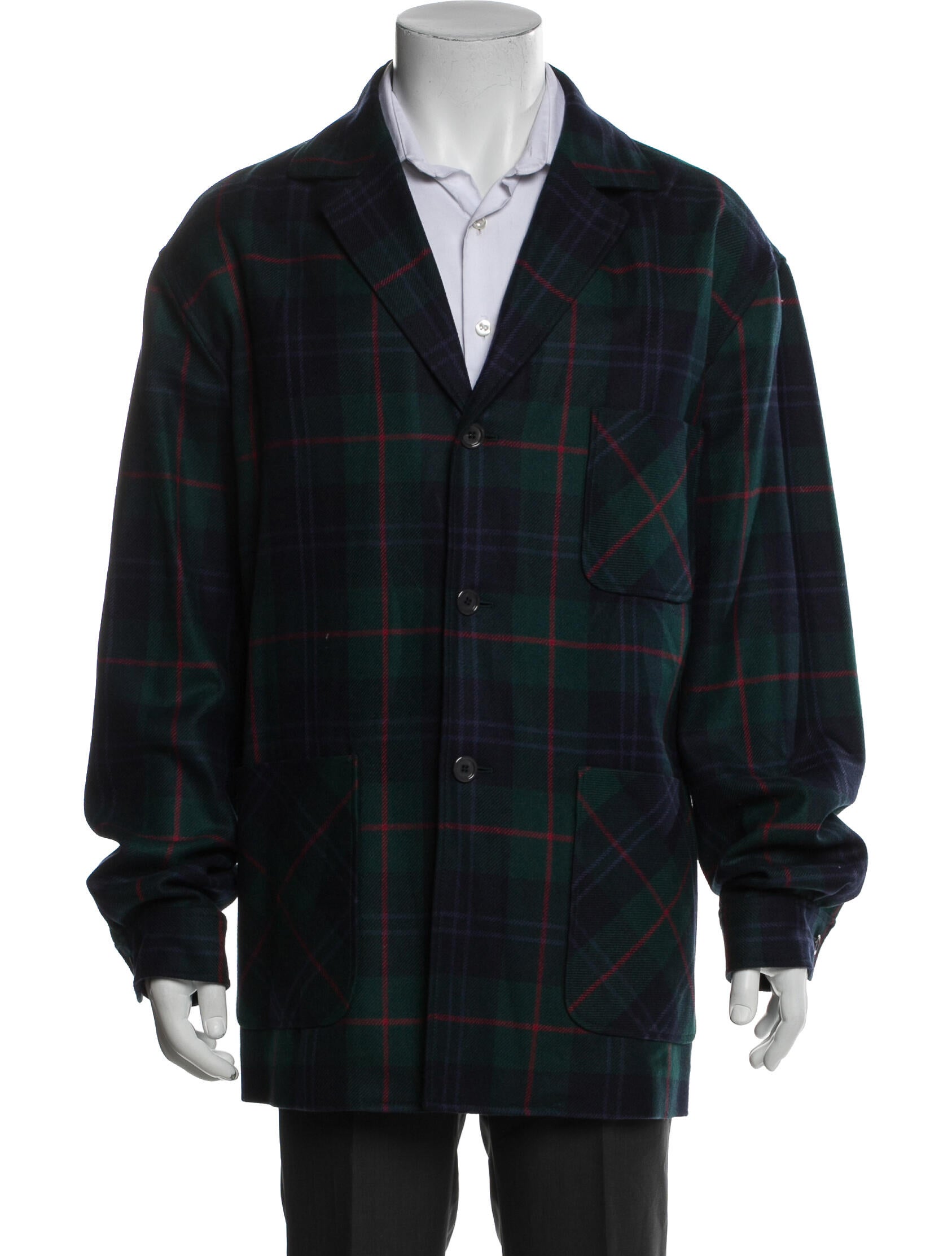 Gucci Cashmere Plaid Print Peacoat