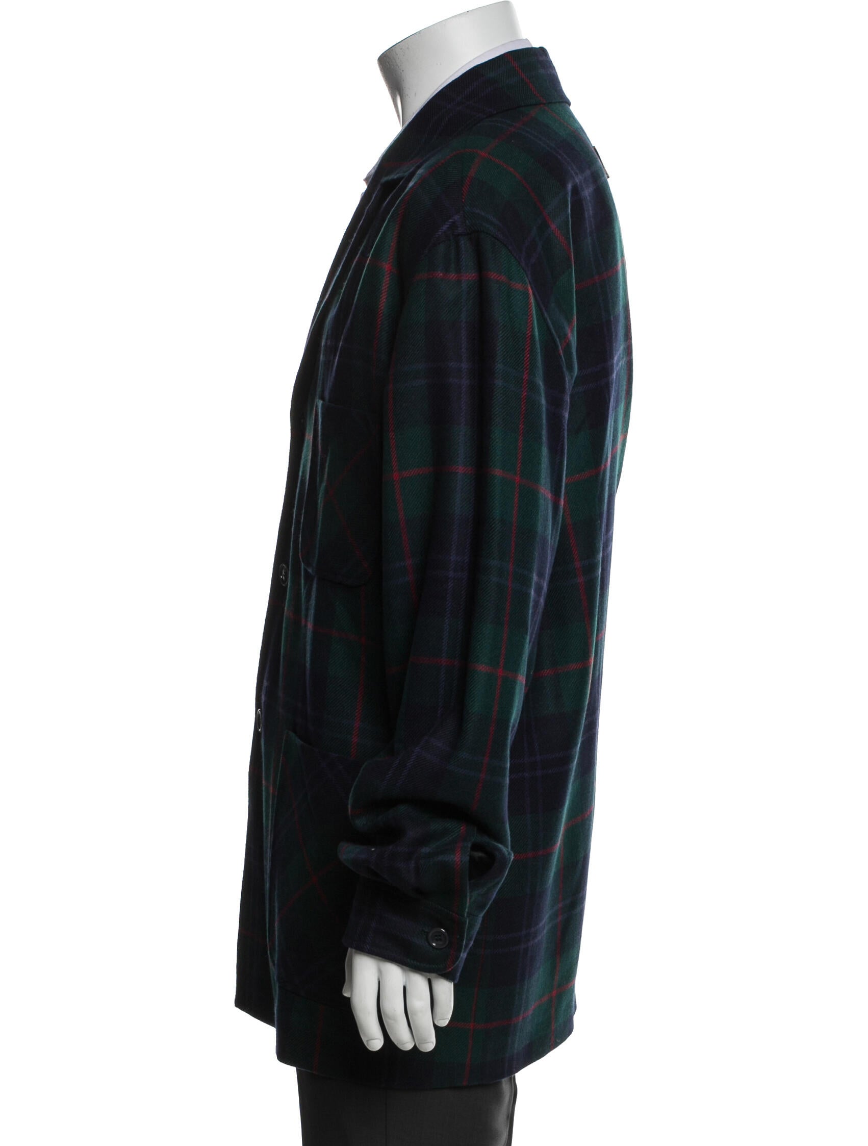 Gucci Cashmere Plaid Print Peacoat