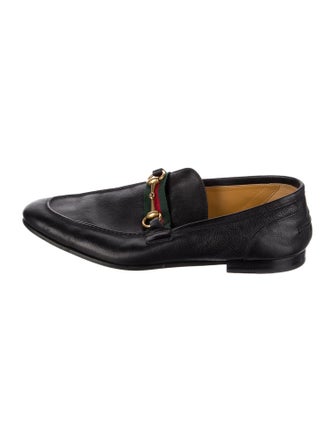 Gucci Web Accent Leather Loafers