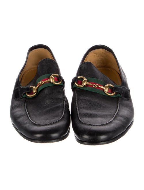 Gucci Web Accent Leather Loafers