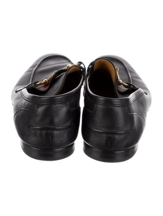 Gucci Web Accent Leather Loafers