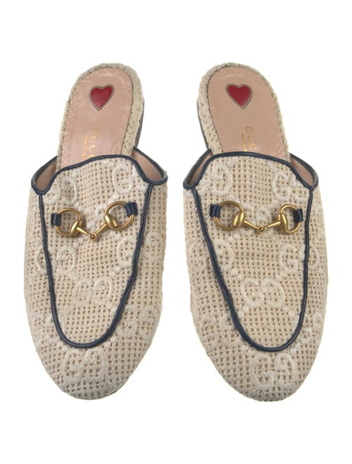 Gucci Horsebit Accent Straw Mules