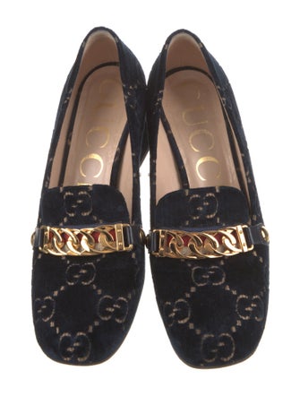Gucci Sylvie Web Accent Velvet Pumps
