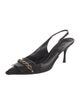 Gucci Chain-Link Accent Leather Slingback Pumps