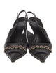 Gucci Chain-Link Accent Leather Slingback Pumps