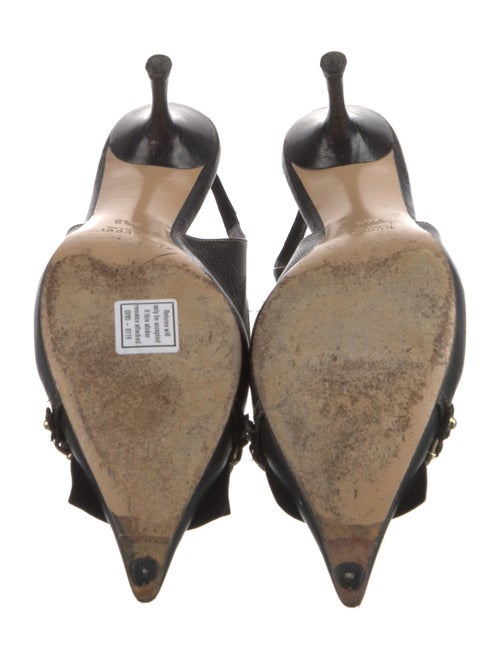 Gucci Chain-Link Accent Leather Slingback Pumps