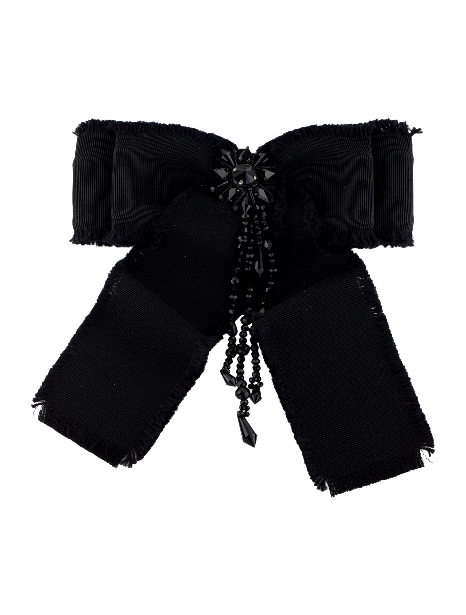 Gucci Crystal & Grosgrain Ribbon Bow Brooch