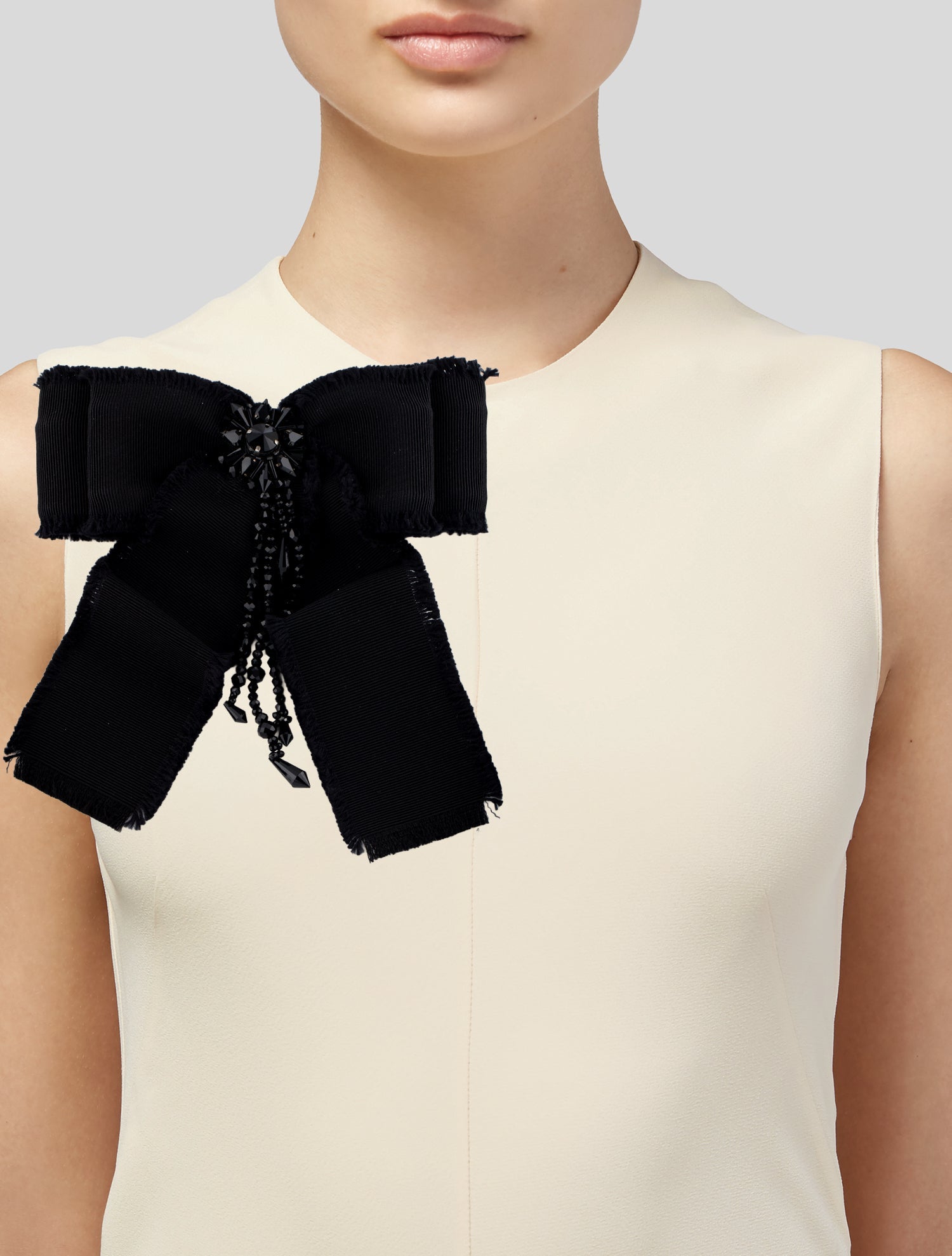 Gucci Crystal & Grosgrain Ribbon Bow Brooch