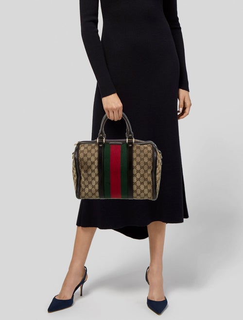 Gucci GG Canvas Web Boston Medium