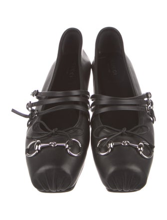 Gucci Chain-Link Accent Leather Mary Jane Flats