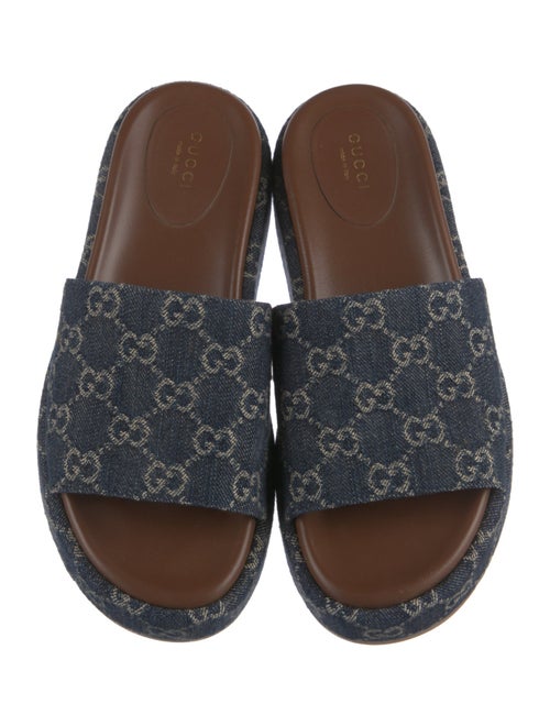 Gucci Interlocking G Logo Denim Slides