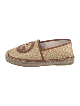 Gucci Interlocking G Logo Straw Espadrilles