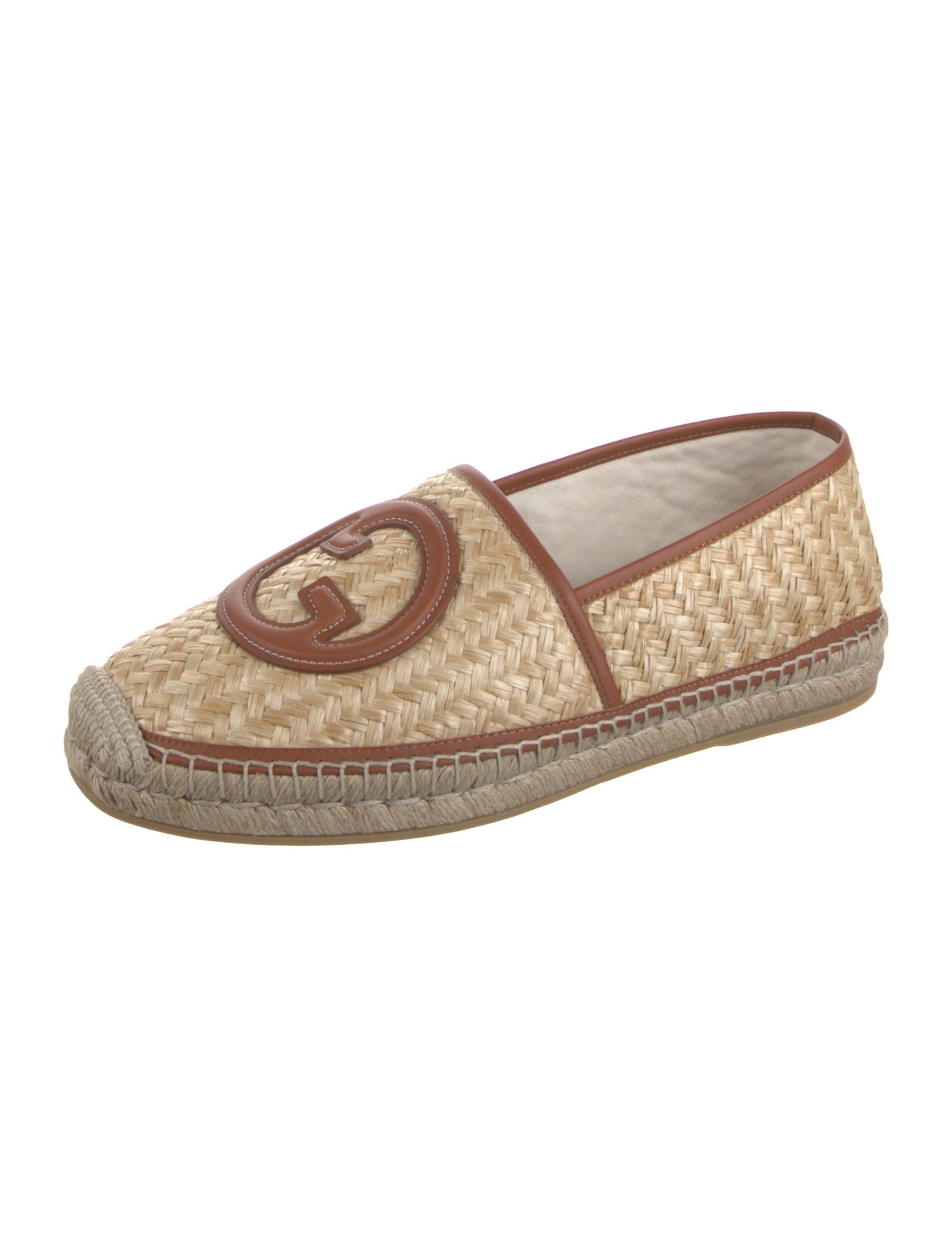 Gucci Interlocking G Logo Straw Espadrilles