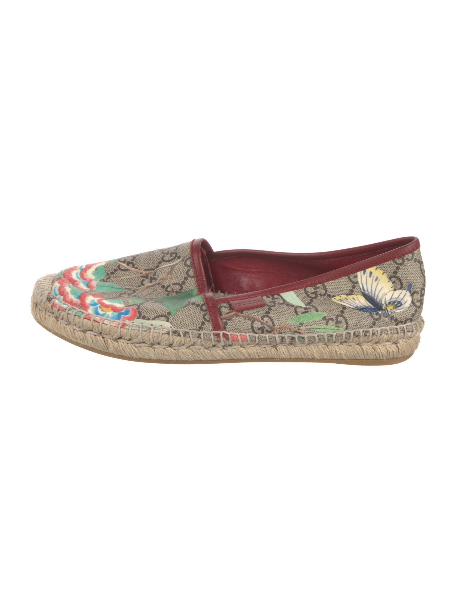 Gucci Flora Print Whipstitch Trim Espadrilles
