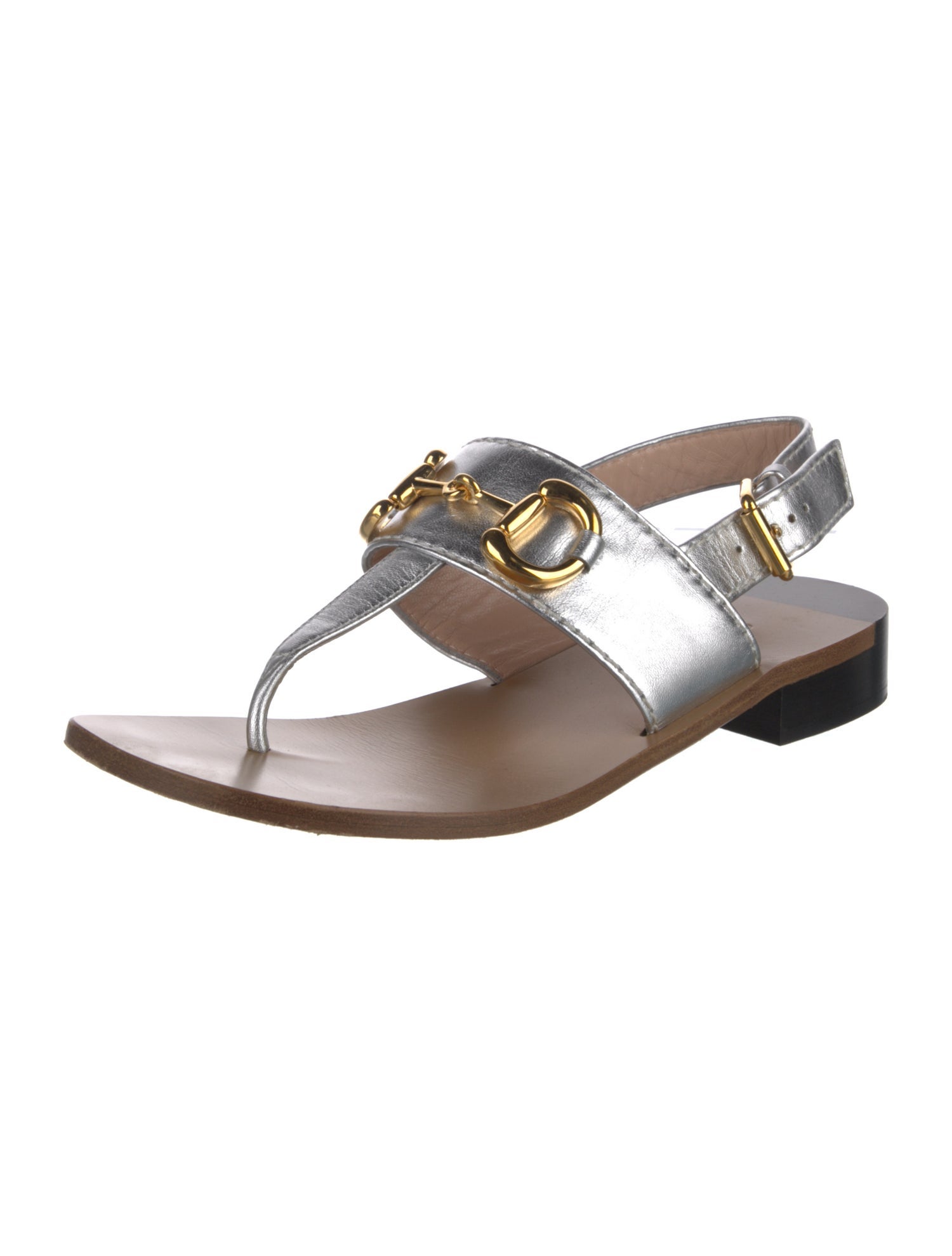 Gucci Horsebit Accent Leather T-Strap Sandals