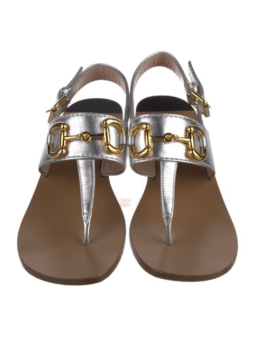 Gucci Horsebit Accent Leather T-Strap Sandals