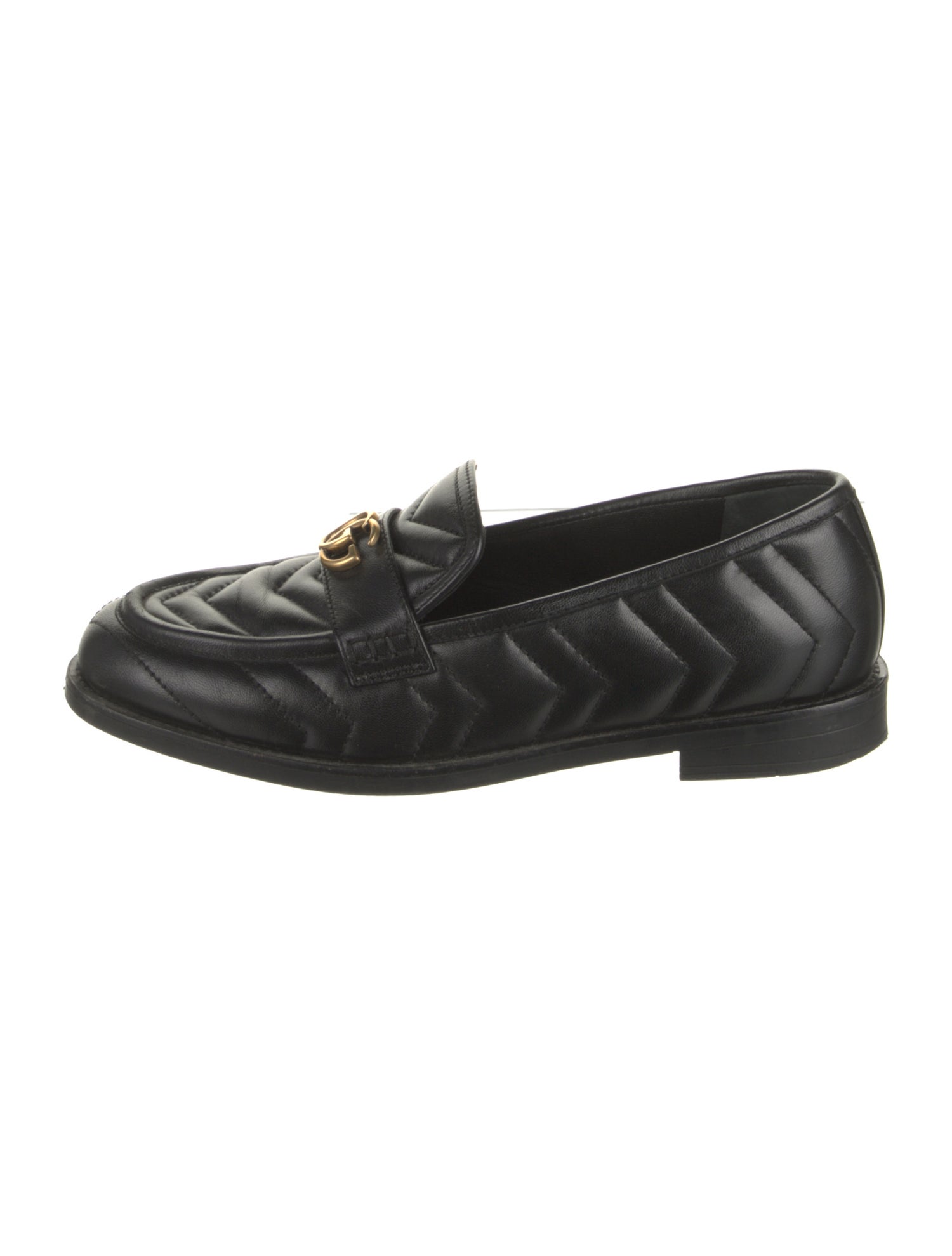Gucci Quilted Pattern Leather Loafers