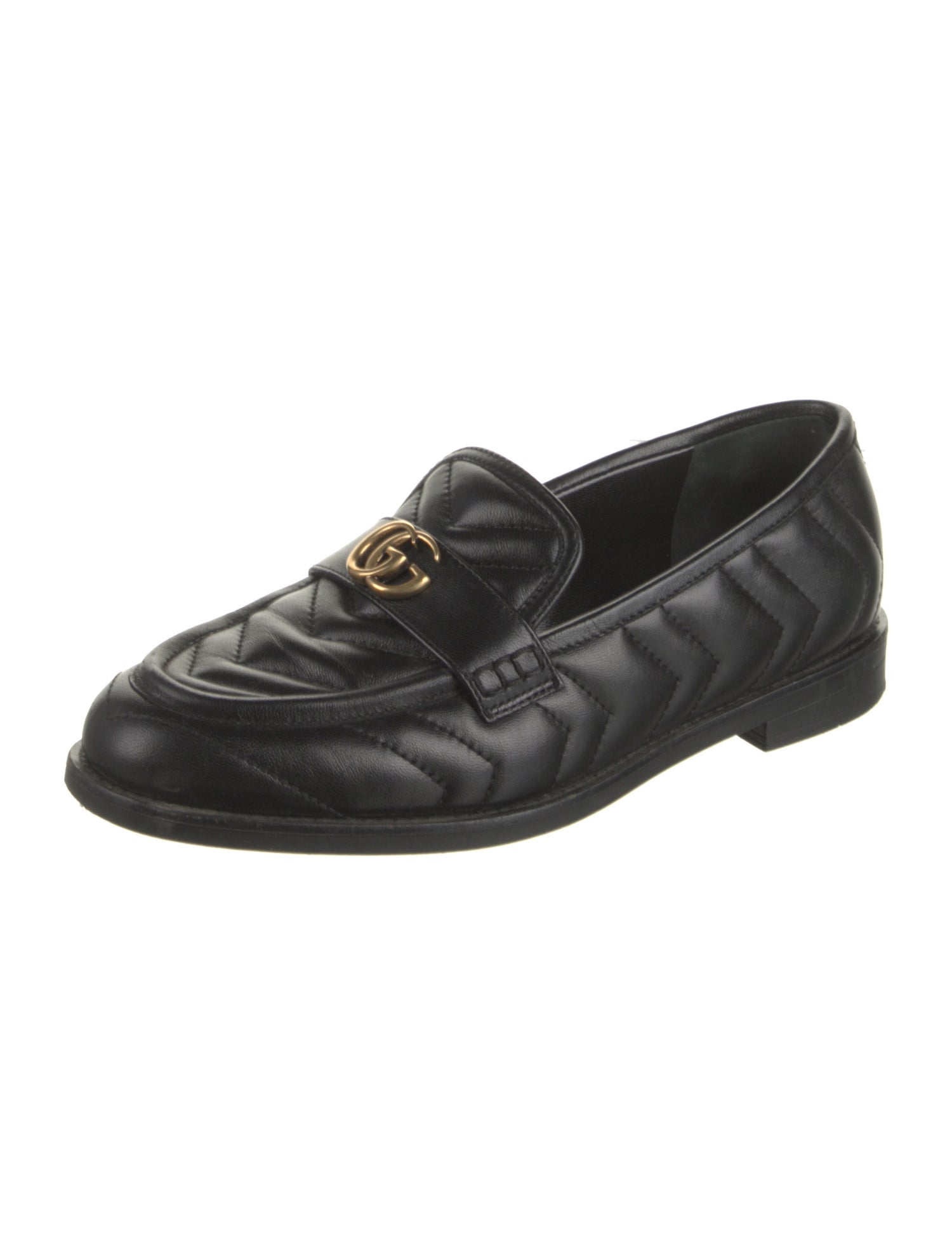 Gucci Quilted Pattern Leather Loafers