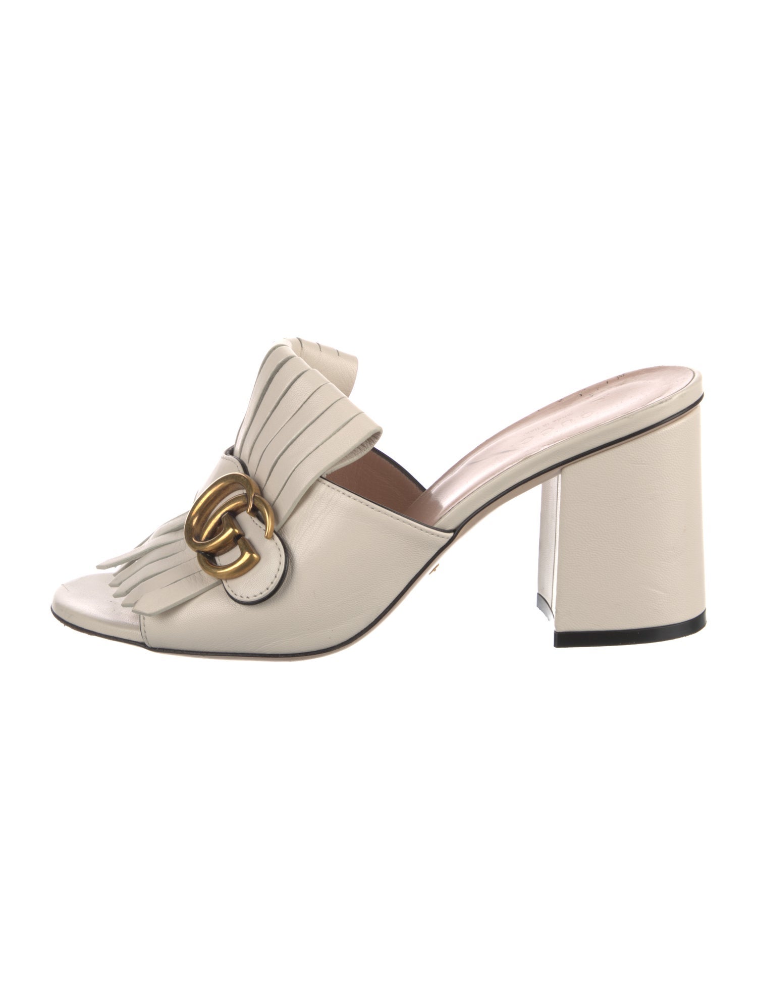 Gucci Double G Logo Leather Slides