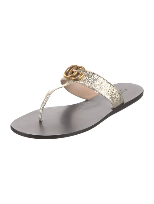 Gucci Double G Logo Leather Slides