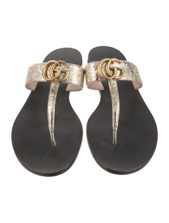 Gucci Double G Logo Leather Slides