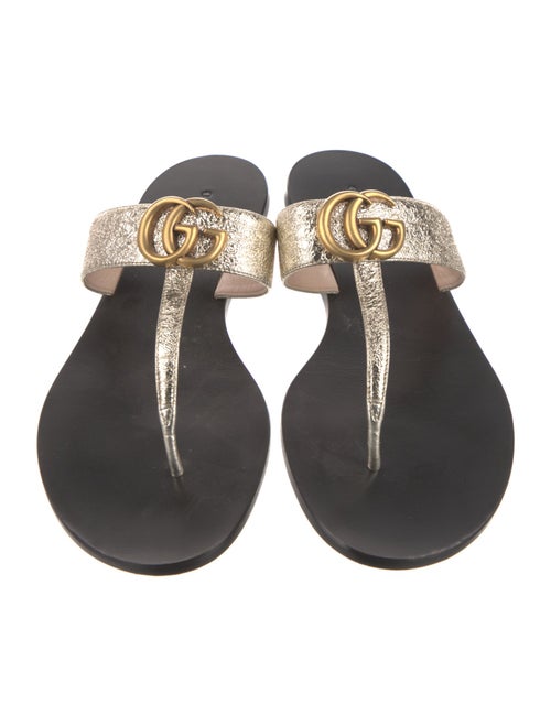 Gucci Double G Logo Leather Slides