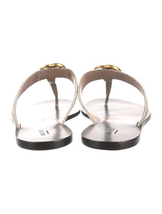 Gucci Double G Logo Leather Slides