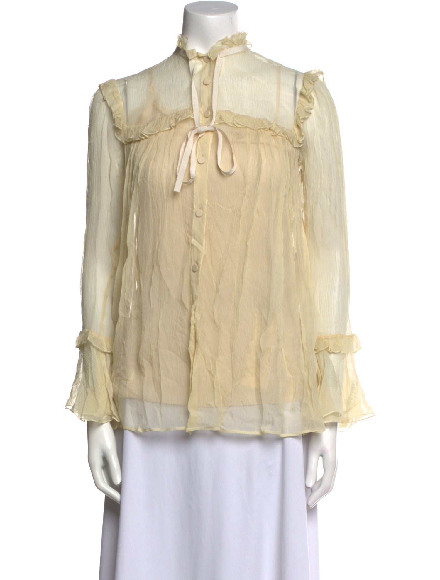 Gucci Silk Mock Neck Blouse